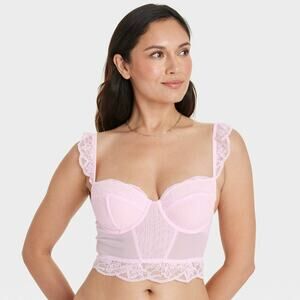 Auden NWT Women's Lace & Mesh Corset Bra Enlightened Pink Size S